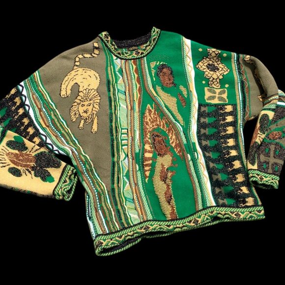 KAPITAL Japan Gaudy Knit Green Crew Neck Pullover Sweater Size S-XL - Picture 6 of 10